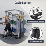Major Fitness Drone2 Premium Smith△ Machine, All-in-One Home Gym Squat Rack with Aluminum Pulley Set, Weight Bar (BK D2AW Package(with Black Bench+230lb))