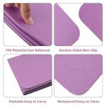 Foldable Yoga Mat, Upgraded Non-Slip Portable Fitness Mat, Waterproof TPE Travel Yoga Mat for Pilates, Gymnastics, Training & Workout, High-Density Durable Sports Mat, 72 x 24 x 0.2 Inch (Purple)