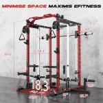 Smith Machine Home Gym, Multi-Function Power Cage with Dual Pulley Cable Crossover System, All-in-One Squat Rack with Smith Bar and Strength Training Attachments for Full-Body Workouts