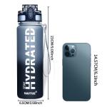 NAVTUE Water Bottle, 16OZ/ 500ML Sports Water Bottles with Time Marker Wide Mouth, Motivational and Leakproof Drink Bottle, BPA Free Tritan with Carry Strap for Gym Fitness Outdoor(1 Bottle)