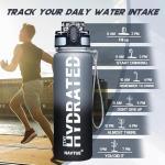 NAVTUE Water Bottle, 16OZ/ 500ML Sports Water Bottles with Time Marker Wide Mouth, Motivational and Leakproof Drink Bottle, BPA Free Tritan with Carry Strap for Gym Fitness Outdoor(1 Bottle)