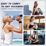 NAVTUE Water Bottle, 16OZ/ 500ML Sports Water Bottles with Time Marker Wide Mouth, Motivational and Leakproof Drink Bottle, BPA Free Tritan with Carry Strap for Gym Fitness Outdoor(1 Bottle)