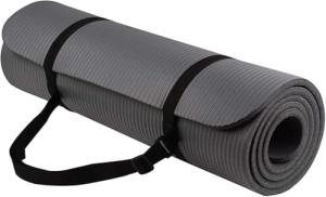 Fitvids 1/2-Inch Extra Thick High Density Anti-Tear Exercise Yoga Mat with Carrying Strap, Gray