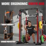 RitFit M1 Pro SmithMachine with Cable Crossover System, Multi-Function Squat Rack Power Cage for Home Gym, Power Rack and Packages Red（bp260 Package）