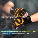 ihuan Ventilated Weight Lifting Gym Workout Gloves with Wrist Wrap Support for Men & Women, Full Palm Protection, for Weightlifting, Training, Fitness, Hanging, Pull ups (Orange, L)