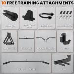 MEGASTAR Complete Home Gym System - 2000lbs Capacity All-in-One Smith Machine Package with Cable Crossover for Home Gym Garage, Includes Multi Grip, 18 Attachments, P107 Black