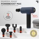 Sharper Image Powerboost Max Massage Gun - 6 Attachments, 7 Speeds, Quiet Motor| Deep Tissue Percussion Massager| Handheld Massage Tool for Back Shoulder Legs Full Body| Muscle Recovery & Pain Relief