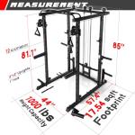 RitFit Squat Rack Power Cage Home Gym Package, Includes 1000LBS Power Rack with Cable Crossover System, Weight Bench, Weight Plate Set with Olympic Barbell (Package 1.6K (Bumper Plate 230LBS))-Black