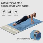 WUWAN Large Yoga Mat 75"x 40"x10mm (2/5 inch) – Extra Thick & Wide, TPE Fitness Mat, Printed Non-Slip Exercise Mat with Carrying Strap for Men & Women, Pilates, Stretching, Fitness & Workout (blue/black)
