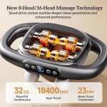 Stellamist 16-Head Massage Gun Set with 30 Levels & 3 Modes, Massage Gun Deep Tissue Neck Massager with 16 Heads, for Deep Tissue, Back, Shoulders, Legs