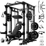 RitFit Buffalo Smith Machine, Power cage with LAT-Pull Down System & Cable Crossover System, All-in-One Squat Rack for Home Gym, Power Rack