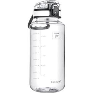 Fanhaw 32 Oz Clear Tritan Water Bottle with Chug Lid, BPA-free, Wide Mouth, Leak Proof - for Gym, Travel, Home, School, Office (Clear&White)