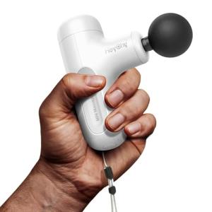 HEYCHY Super Mini Massage Gun Deep Tissue with 5 Speeds, Small Travel Size Percussion Muscle Massager for Pain Relief with 4 Attachments, Handheld Portable Massager Gun for Man & Women, White