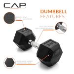 CAP Barbell 35 LB Rubber Coated Hex Dumbbell Hand Weight - Pair | Chrome Handle