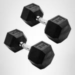 CAP Barbell 35 LB Rubber Coated Hex Dumbbell Hand Weight - Pair | Chrome Handle