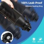 Mungoone Water Bottle, 49oz Motivational Sports Water Bottle with Handle -Tritan, BPA Free, Leakproof, Wide Mouth, Water Bottle with Fast-Flow Spout Lid for Gym, School, Office, Travel