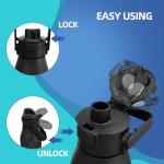 Mungoone Water Bottle, 49oz Motivational Sports Water Bottle with Handle -Tritan, BPA Free, Leakproof, Wide Mouth, Water Bottle with Fast-Flow Spout Lid for Gym, School, Office, Travel