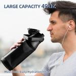 Mungoone Water Bottle, 49oz Motivational Sports Water Bottle with Handle -Tritan, BPA Free, Leakproof, Wide Mouth, Water Bottle with Fast-Flow Spout Lid for Gym, School, Office, Travel