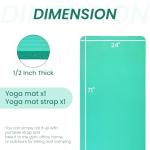 Fitvids Yoga Mat, 1/2-Inch Extra Thick High Density Exercise Mat, Anti-Tear Exercise Yoga Mat with Carrying Strap, Suitable for Various Yoga Exercises, Aqua