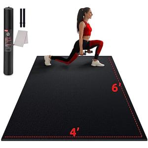 GymCope Large Exercise Mat for Home Workout,12‘x6’/10'x6'/9'x6'/8'x6'/7'x5'/6'x4' (7mm) Extra Thick Workout Mat, High-Density Gym Mat for Cardio, Jump Rope, MMA, Weights (Shoe-Friendly)