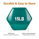 Amazon Basics Vinyl Coated Dumbbell Hand Weights, 15 Pounds, Pair, Teal