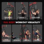 SPART Red Home Gym Station, Multifunctional Home Gym Workout Equipment, with 160LBS Weight Stack for Leg Press & Chest Fly, All in One Workout Machine Full Body Strength Training with Pulley System