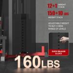 SPART Red Home Gym Station, Multifunctional Home Gym Workout Equipment, with 160LBS Weight Stack for Leg Press & Chest Fly, All in One Workout Machine Full Body Strength Training with Pulley System