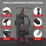 SPART Red Home Gym Station, Multifunctional Home Gym Workout Equipment, with 160LBS Weight Stack for Leg Press & Chest Fly, All in One Workout Machine Full Body Strength Training with Pulley System