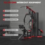 SPART Red Home Gym Station, Multifunctional Home Gym Workout Equipment, with 160LBS Weight Stack for Leg Press & Chest Fly, All in One Workout Machine Full Body Strength Training with Pulley System