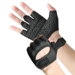 RYMNT Minimal Weight Lifting Gloves,Short Micro Workout Gloves Grip Pads with Full Palm Protection & Extra Grip for Men Women Weightlifting,Gym,Exercise Training.BK-Large