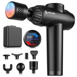 AERLANG Massage Gun with Heat and Cold,Deep Tissue Massage Gun, Back and Neck Massager for Pain Relief,Muscle Percussion Massager,Handheld Messager with 7Heads&Silent Birthday Gifts for him
