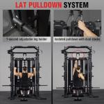 Mikolo Smith Machine with Weight Stack, Power Cage Home Gym System with LAT Pulldown & Cable Crossover, Multi-Functional Trainer with Dual Pulley System, Weight Bench, Cable attachments
