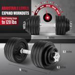 Yes4All 105 LB Adjustable Dumbbell Set, Cast Iron Weights for Home Gym with Bars, Plates, Collars, Hand Weights Dumbbells Set