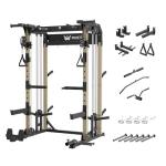 MAJOR FITNESS F22 Power Rack, 1600lbs All-in-One Squat Rack with Cable Crossover, Dual Pulley System, Heavy-Duty Steel Frame, Attachments & Storage for Home Gym Strength Training, Khaki