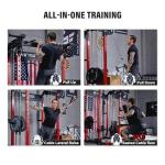 MAJOR FITNESS F22 Power Rack, 1600lbs All-in-One Squat Rack with Cable Crossover, Dual Pulley System, Heavy-Duty Steel Frame, Attachments & Storage for Home Gym Strength Training, Khaki