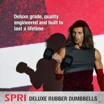 SPRI Dumbbells Hand Weights Set of 2-12 lb Rubber Hex Chrome Handle Exercise & Fitness Dumbbell for Home Gym Equipment Workouts Strength Training Free Weights for Women, Men