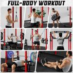 JELENS C12 Squat Rack for Home Gym, 2000LBS Power Rack with Adjustable Pulley System, Power Cage Workout Equipment with LAT Pulldown and Training Attachment (Red, C12 Squat Rack)