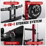 JELENS C12 Squat Rack for Home Gym, 2000LBS Power Rack with Adjustable Pulley System, Power Cage Workout Equipment with LAT Pulldown and Training Attachment (Red, C12 Squat Rack)