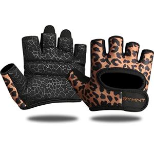 RYMNT Minimal Weight Lifting Gloves,Short Micro Workout Gloves Grip Pads with Full Palm Protection & Extra Grip for Men Women Weightlifting,Gym,Exercise Training.Leopard-Medium