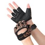 RYMNT Minimal Weight Lifting Gloves,Short Micro Workout Gloves Grip Pads with Full Palm Protection & Extra Grip for Men Women Weightlifting,Gym,Exercise Training.Leopard-Medium
