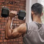 CAP Barbell 150 LB Rubber Coated Hex Dumbbell Hand Weight Set with Vertical Storage Rack | Black Handle