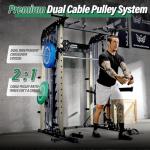 Major Fitness Squat Machine Weight Stack Set with Cable Crossover System, Multi-Function Squat Rack Power Cage, Heavy-Duty Fitness Equipment for Strength Training and Full-Body Workouts