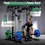 Major Fitness Squat Machine Weight Stack Set with Cable Crossover System, Multi-Function Squat Rack Power Cage, Heavy-Duty Fitness Equipment for Strength Training and Full-Body Workouts