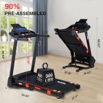 Auto Incline Treadmill, 18" Wide Belt, 350lb Capacity, 3HP, 0.5-10 MPH, Cushioning System Treadmill for Home