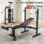 OPPSDECOR Multi-Function Weight Bench Set with Squat Rack Leg Extension & Leg Curl Adjustable Workout Bench for Full Body Fitness Foldable Flat/Incline/Decline Upgrade Bench Press for Home Gym