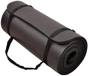 BalanceFrom Fitness GoYoga All Purpose 71 x 24 x 1 Inch Extra Thick Anti Tear High Density Non-Slip Exercise Yoga Mat with Carrying Strap, Black