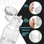 BLUEGO 64oz Glass Water Bottles with Straw Time Marker Half Gallon Large Motivational Water Bottle with Silicone Sleeve 2 Liter Large Glass Water Jug for Gym, Sports& Workout, Daily, White