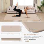 Foldable Yoga Mat Extra Wide & Long,Thin yoga mat (75" x 31" x 0.24"), Non-Slip Exercise Mat for Yoga, Pilates, Home Workouts, Portable Fitness Mat with Double-Sided Grip, Multi-Purpose Workout Mat for Gym, Travel (Cream)