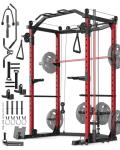 GarveeLife Power Cage, Multi-Functional Power Racks for Home Gym with Cable Crossover System, 1600 LBS Weight Capacity Fitness Squat Rack for Strength Workout with More Training Attachment, Red