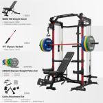 Mikolo Power Cage, 2000LB Power Rack with Independent Dual Pulley System, Multifunction Home Gym Workout Machine for Cable Crossover (Red Package)